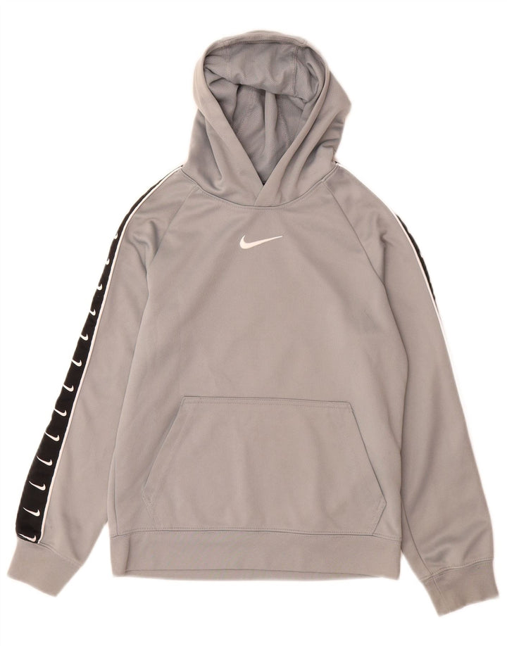 Pulover Nike pentru băieți cu capota grafică 8-9 ani, mic, gri, poliester color bloc