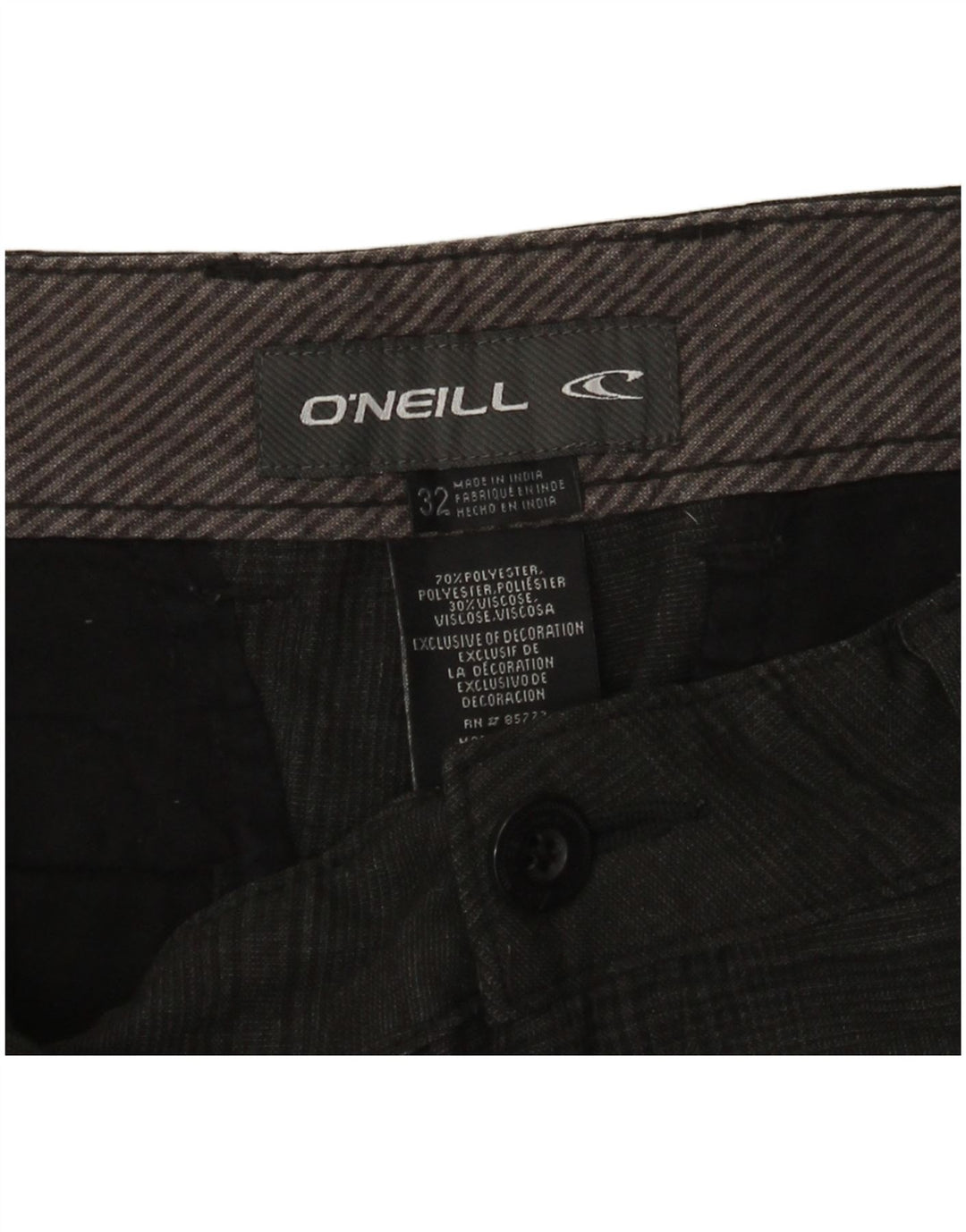Pantaloni scurți chino pentru bărbați O'NEILL W32, poliester cu carouri, gri mediu