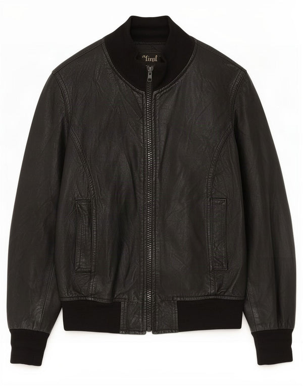 Jachetă de piele vintage pentru femei UK 14 Medium Black