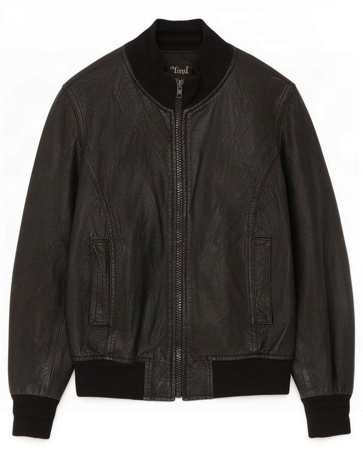 Jachetă de piele vintage pentru femei UK 14 Medium Black