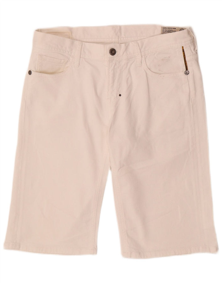 Meltin' Pot Pantaloni scurți din denim pentru bărbați W34, mare, alb, bumbac