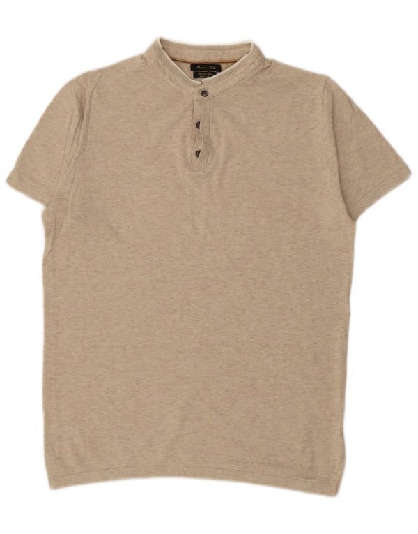 Tricou polo pentru bărbați MASSIMO DUTTI bumbac mediu bej