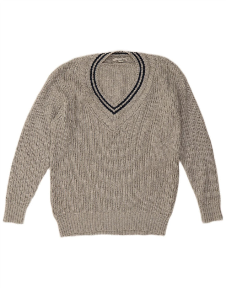 American Eagle Pulover cu decolteu în V pentru bărbați, bumbac, gri mic