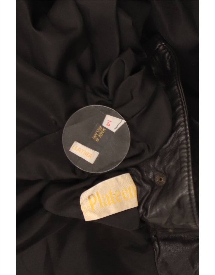 Jachetă de piele supradimensionată pentru femei VINTAGE UK 14, mare, neagră