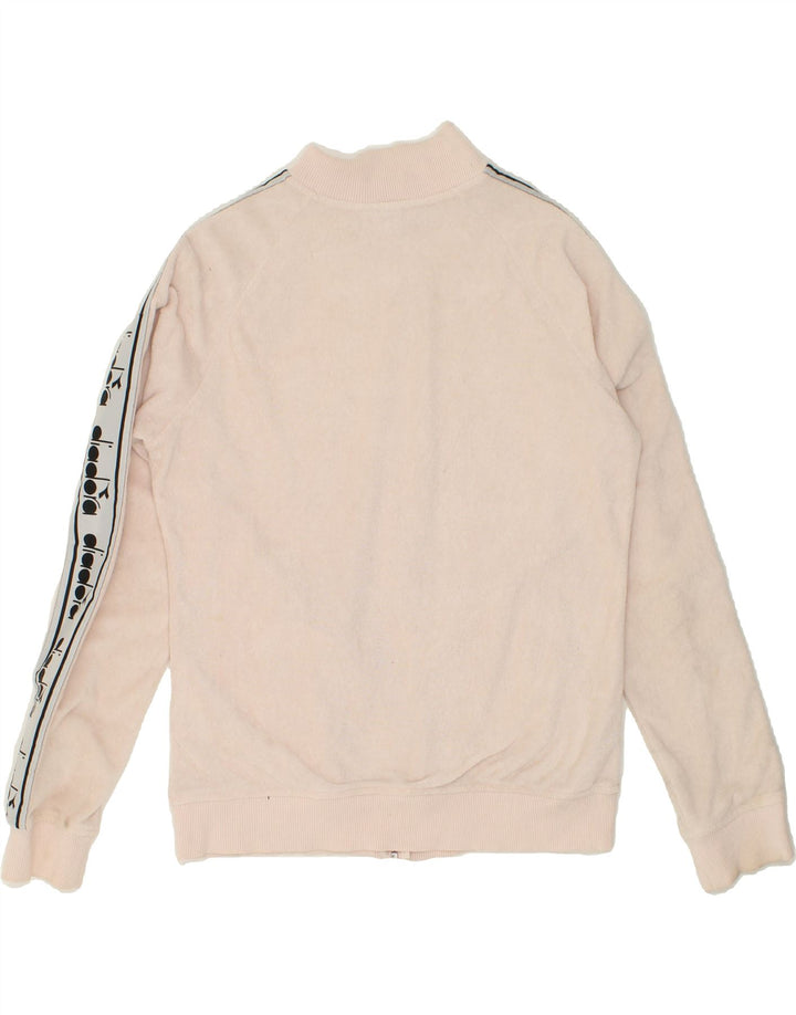DIADORA Womens Graphic Tracksuit Top Jacket UK 14 Medium Pink Colourblock Vintage Diadora and Second-Hand Diadora from Messina Hembry 