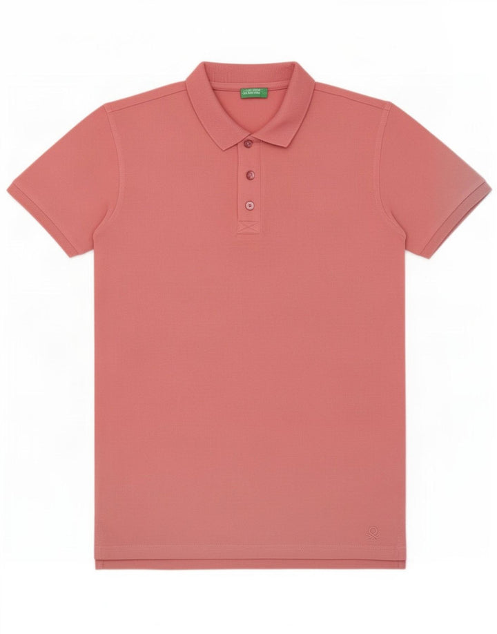Tricou polo obișnuit Benetton pentru bărbați, bumbac roz mic