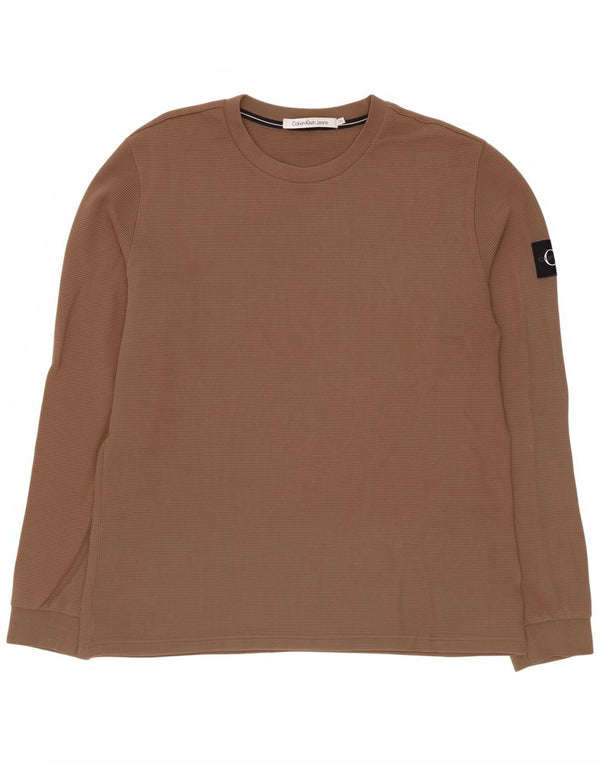 Calvin Klein Top pentru bărbați cu mânecă lungă 2XL, bumbac maro