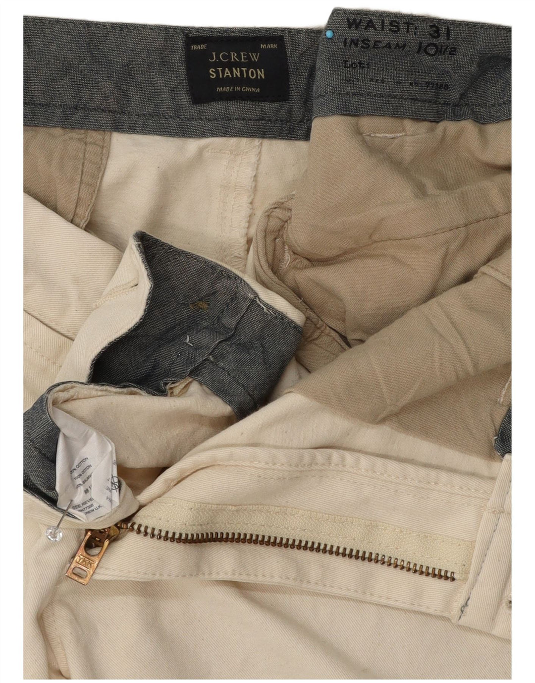 Pantaloni scurți chino Stanton J. Crew pentru bărbați W31, bumbac alb, mediu