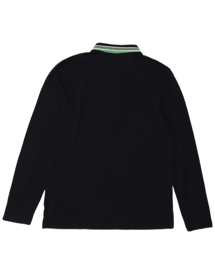 Cămașă polo Hugo Boss pentru bărbați, cu mânecă lungă, în formă normală, din bumbac, albastru bleumarin