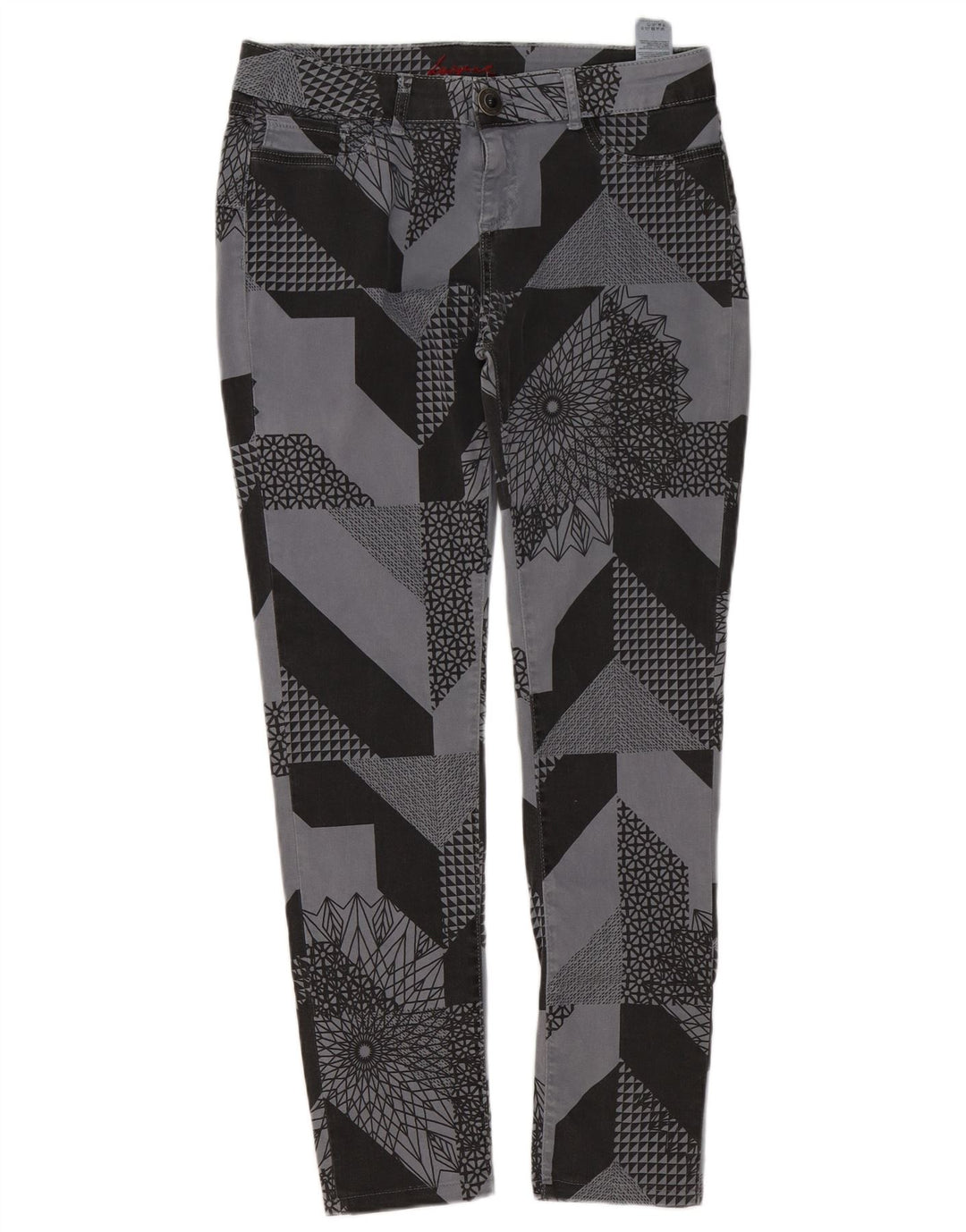 Pantaloni casual slim pentru femei Desigual W32 L29 bumbac mozaic gri