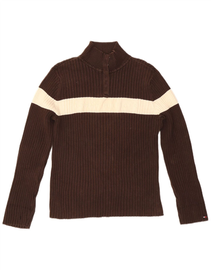 Pulover pentru femei TOMMY HILFIGER Pulover cu gât cu nasturi UK 18 XL Maro