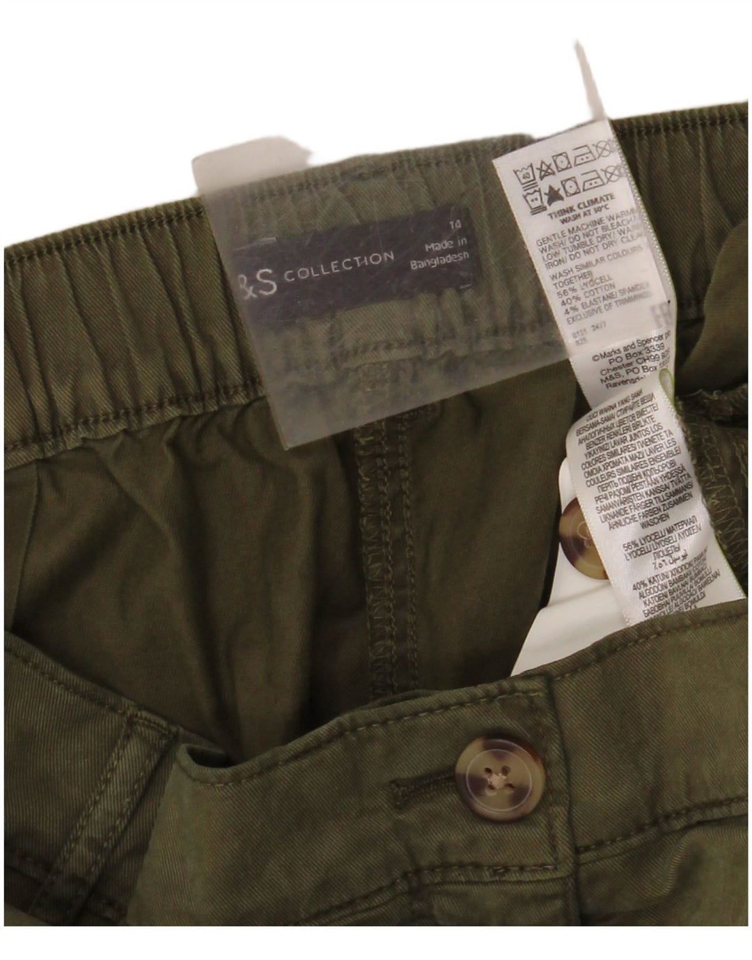 Pantaloni tăiați obișnuiți pentru femei Marks & Spencer UK 14 Large W34 L23 Khaki