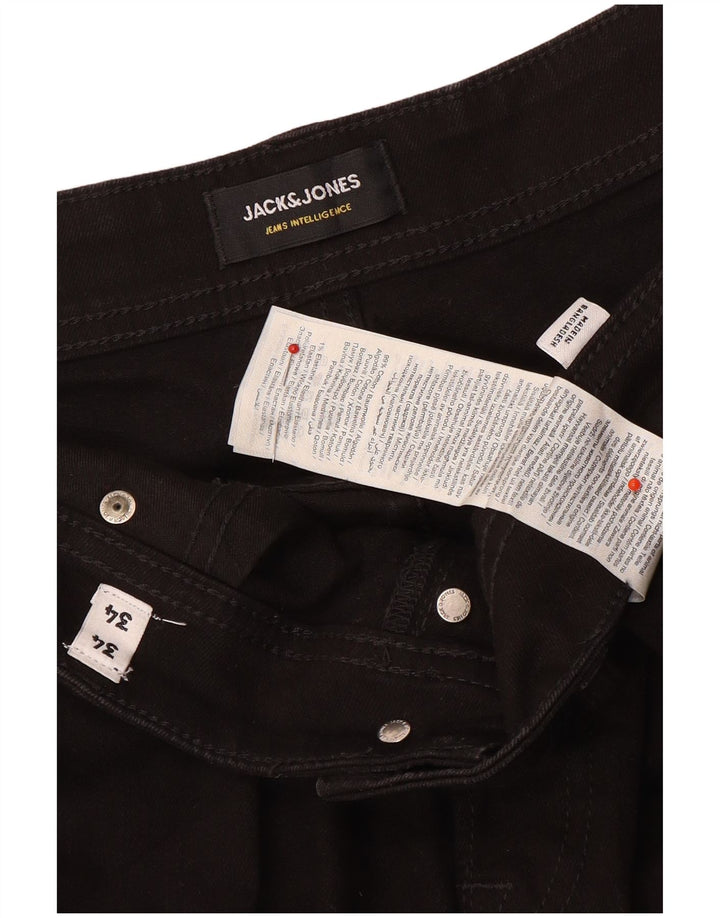 Blugi slim pentru bărbați Jack & Jones W34 L34 bumbac negru