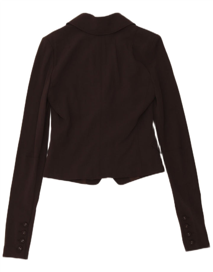 Patrizia Pepe Jachetă Blazer Crop pentru Femei cu 2 Nasturi IT 44 Lână Maro Mediu