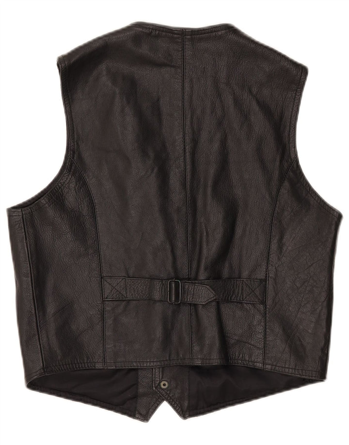 Vestă din piele vintage pentru bărbați XS piele neagră