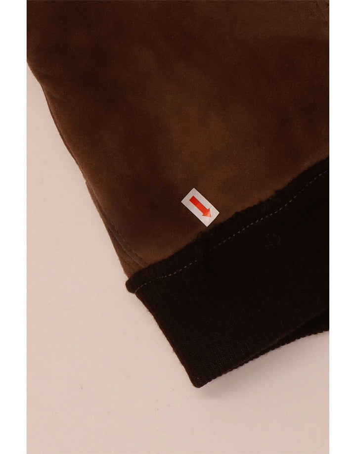 Jachetă vintage bărbați din shearling IT 52 XL maro colorblock