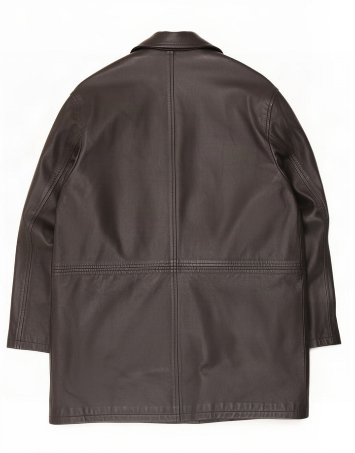 Palton din piele pentru bărbați Zara UK 42 XL negru