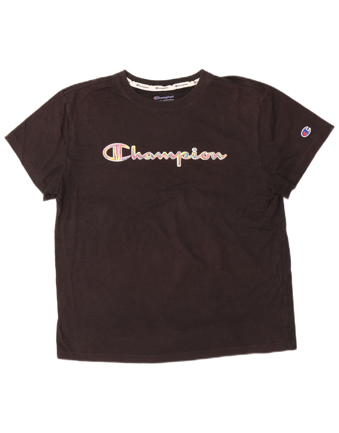 Tricou grafic CHAMPION pentru femei Top UK 16 mare bumbac negru