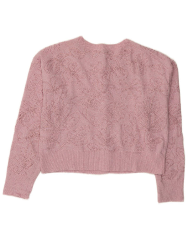 Pulover cardigan pentru femei Zara UK 10 mic, roz, poliester floral