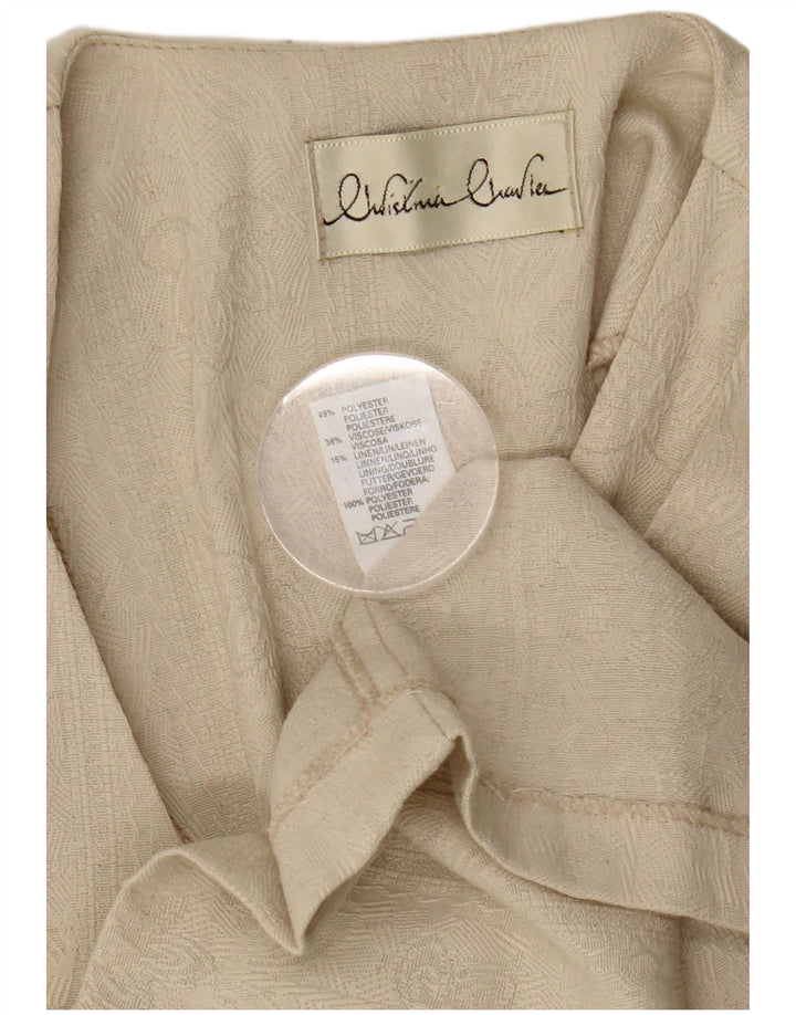 Jachetă vintage pentru femei cu mânecă scurtă cu paragate UK 8 Mic Bej Clasic