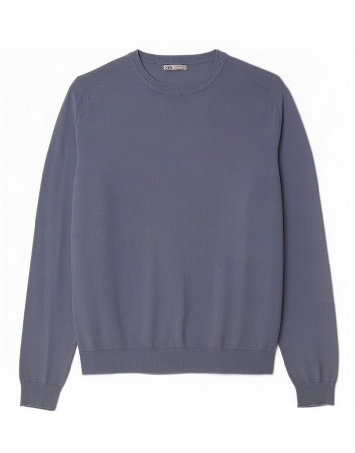 Pulover pentru bărbați Zara, cu gât de barcă, XL, albastru