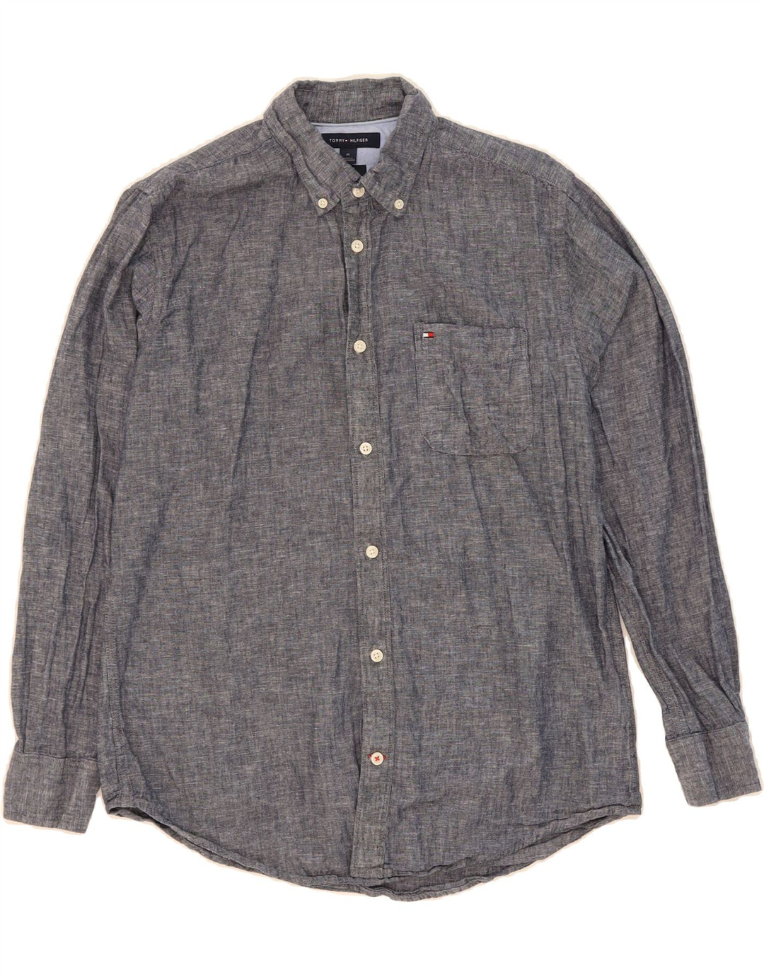 TOMMY HILFIGER Mens Slim Fit Shirt Medium Blue Cotton Vintage Tommy Hilfiger and Second-Hand Tommy Hilfiger from Messina Hembry 
