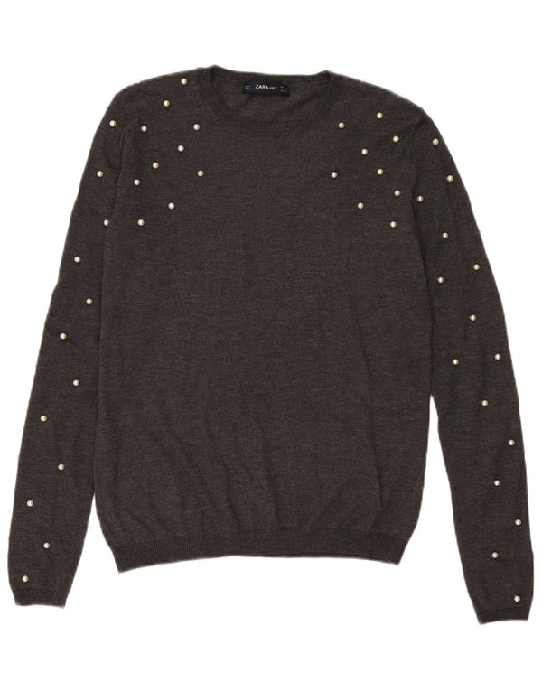 Pulover pentru damă Zara, cu gât turnut, UK 10 Mic Gri Modal