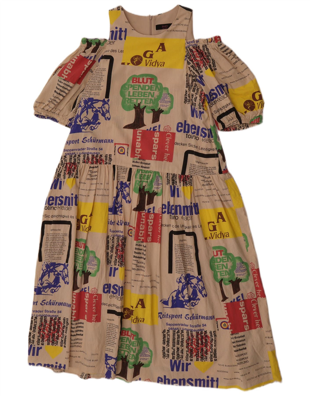 Rochie de damă vintage cu umăr dezactivat, UK 14, Bej mediu