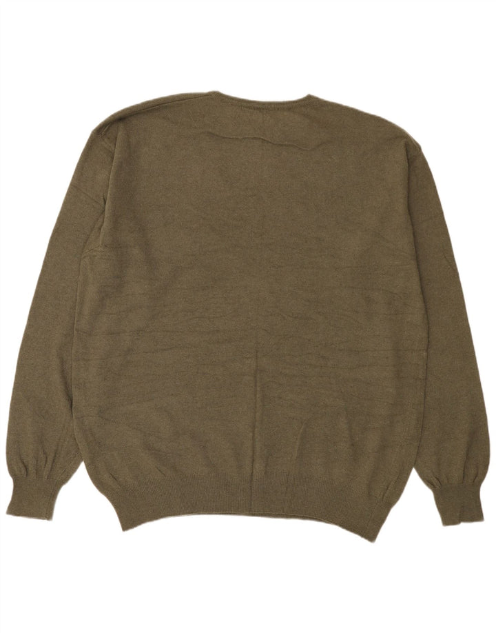 Pulover pentru bărbați Kappa cu decolteu triplu, 3XL, lână kaki