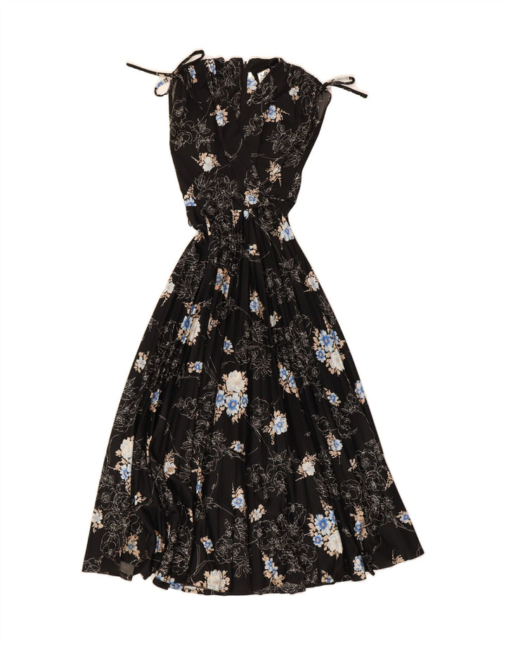 C&A Womens Sleeveless Maxi Dress UK 8 Small Black Floral Polyester Vintage C&A and Second-Hand C&A from Messina Hembry 