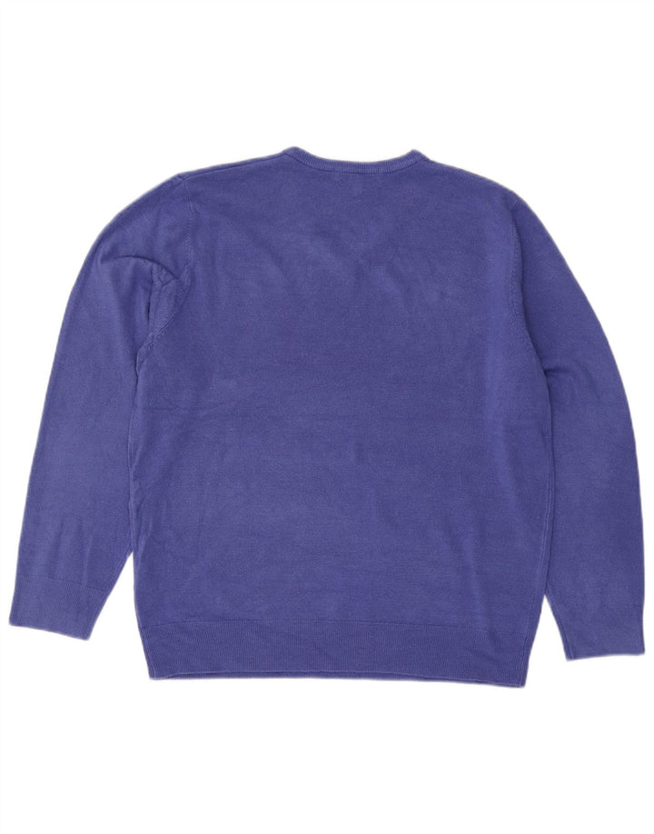 Pulover pentru bărbați Marks & Spencer, cu decolteu în V, XL, albastru acrilic