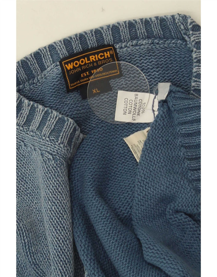 Pulover pentru bărbați Woolrich cu decolteu rotund, XL, albastru, bumbac