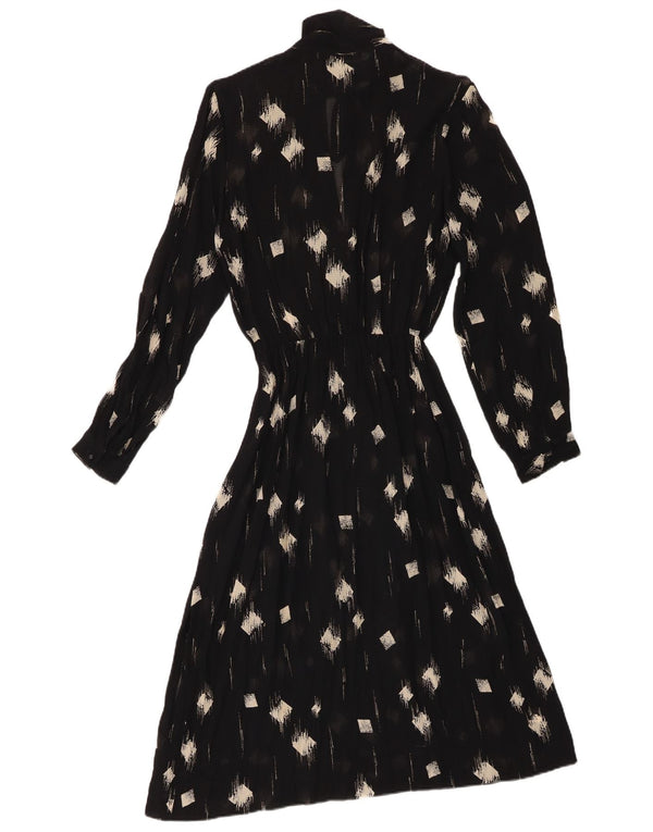 Vintage Womens See Through Maxi Dress IT 42 Medium Black Geometric