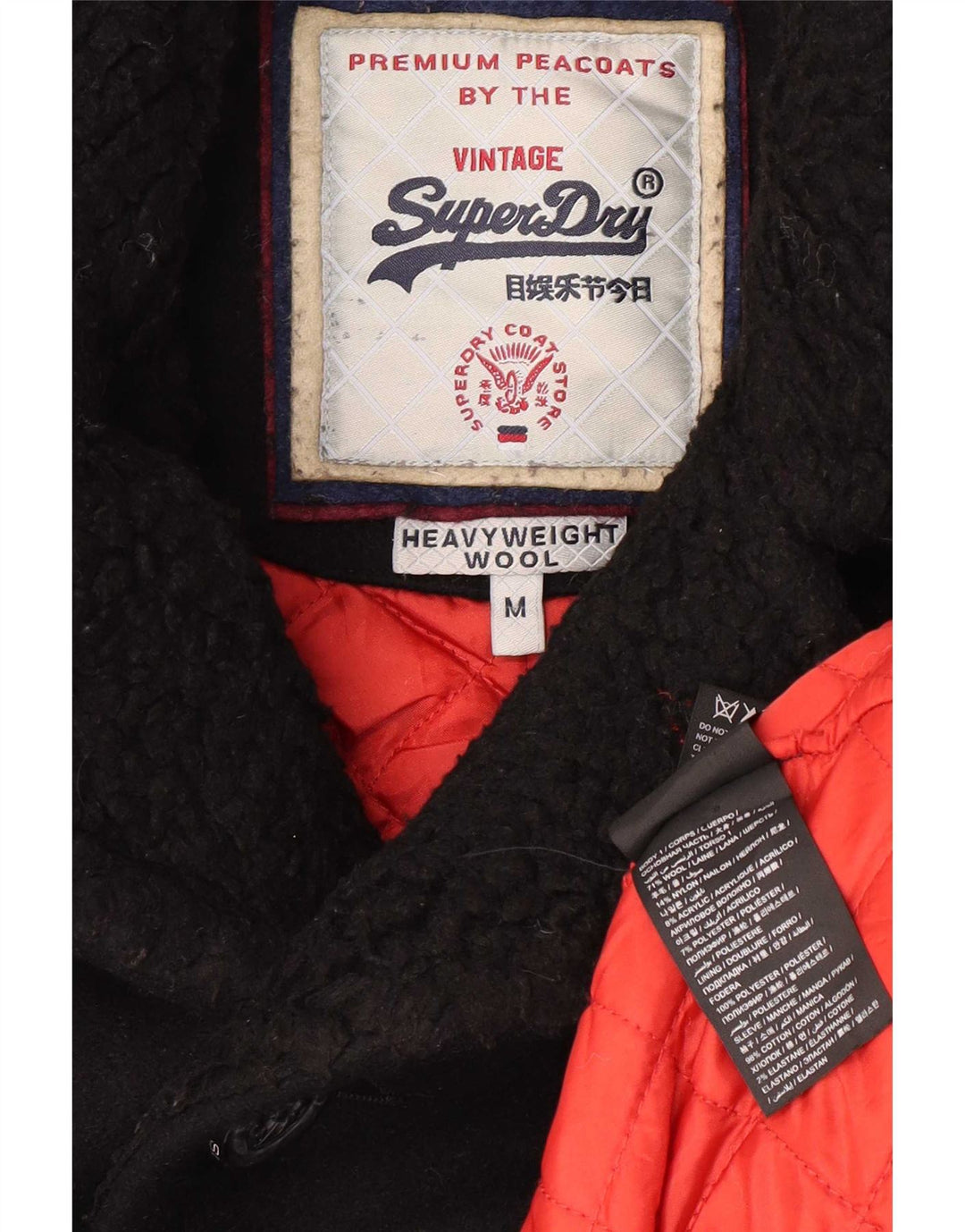 Palton Superdry pentru bărbați, lână neagră medie