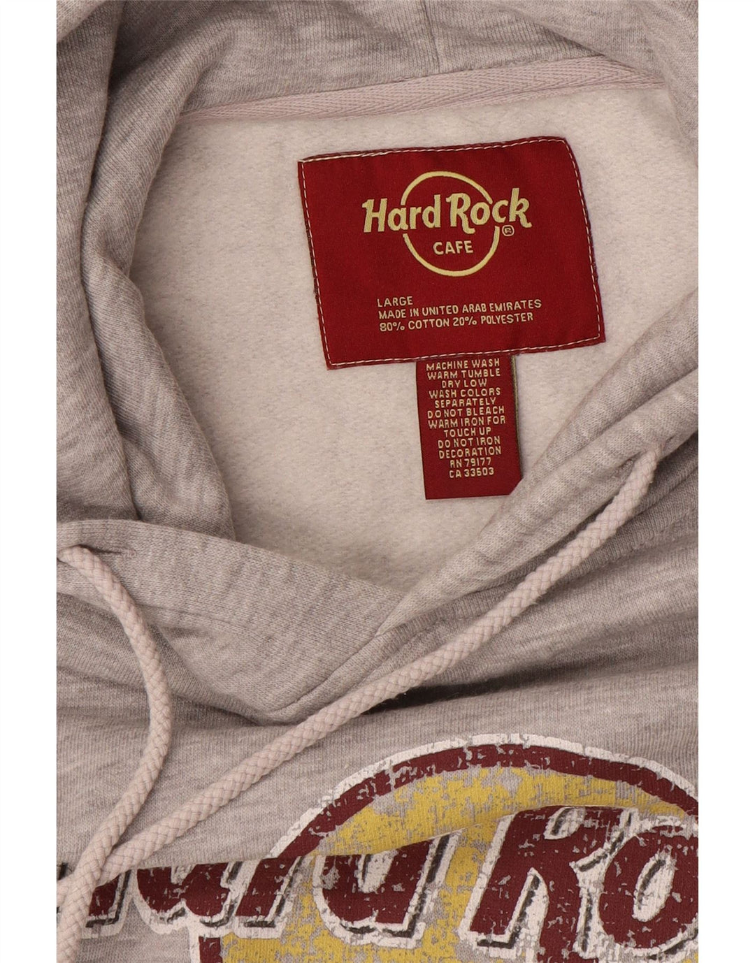 Hard Rock Cafe pentru bărbați Amsterdam Graphic Hoodie Pulover mare, gri, poliester