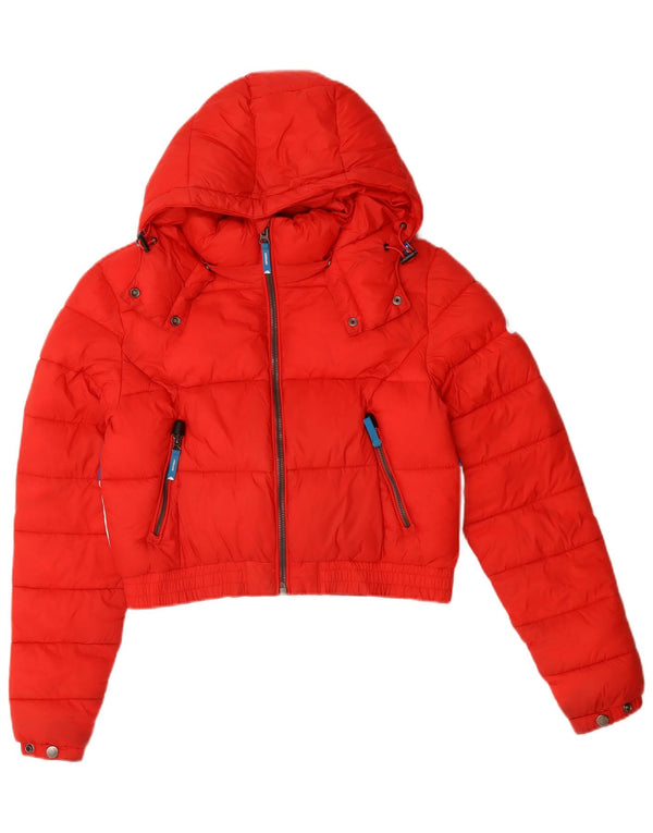 Jachetă căptușită cu glugă pentru femei SUPERDRY UK 10 Small Red Colorblock