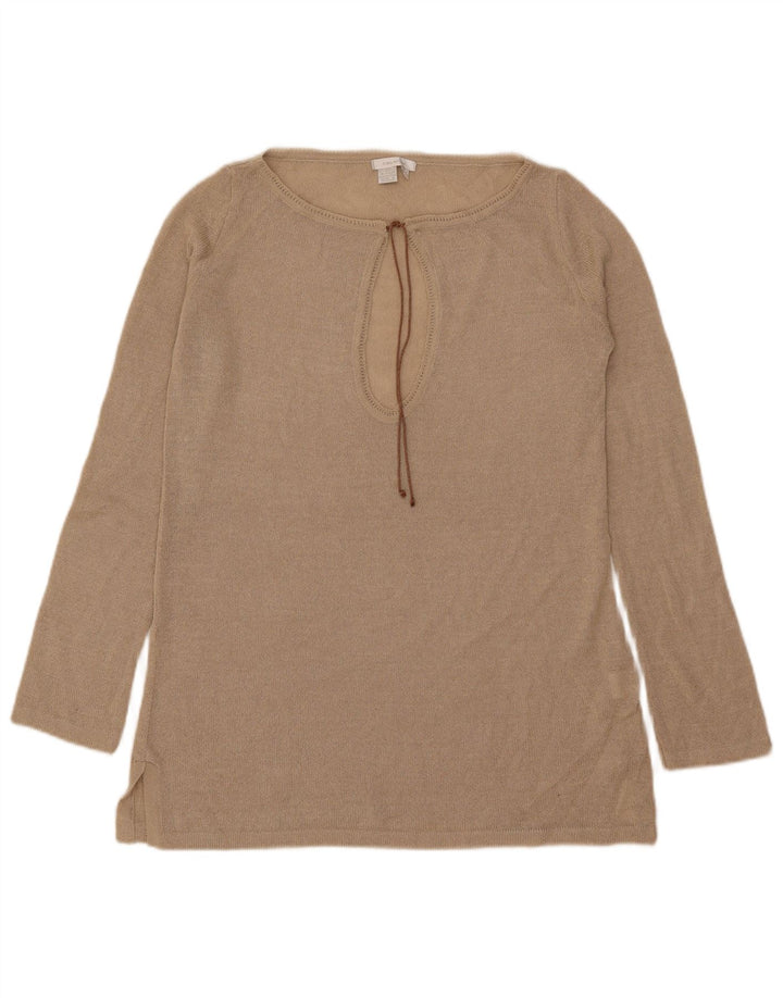 Top femeie Zara cu mânecă lungă UK 14 Medium Bej Acrilic