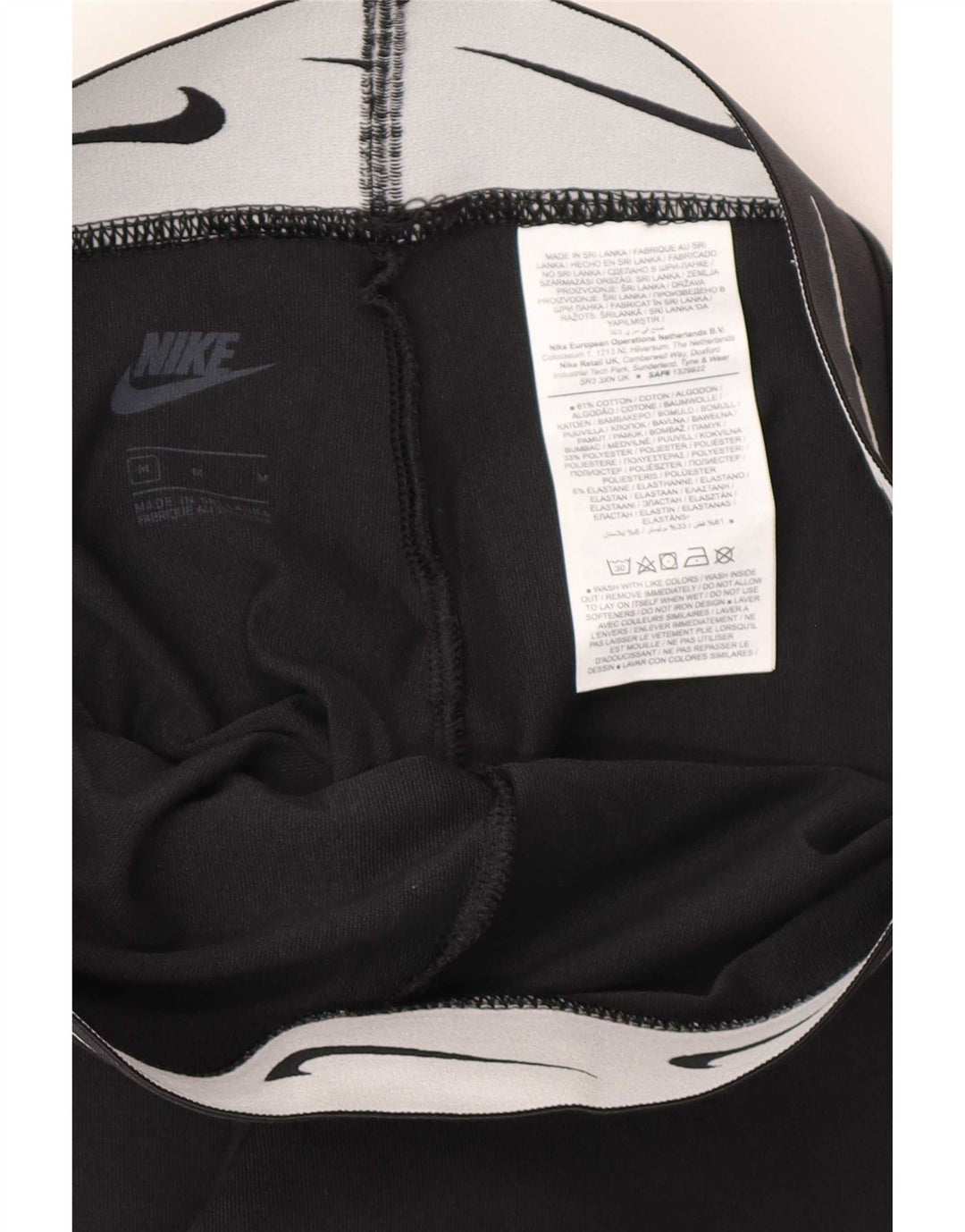 Leggings grafic Nike pentru femei UK 12, bumbac mediu negru