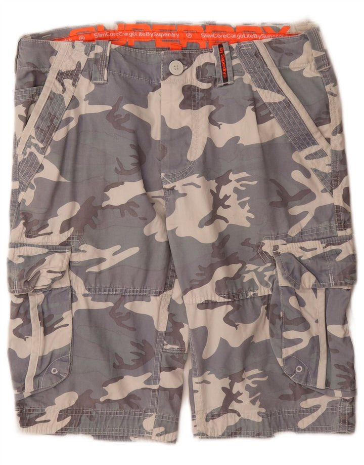 Pantaloni scurti cargo pentru bărbați SUPERDRY, bumbac, camuflaj, gri W32