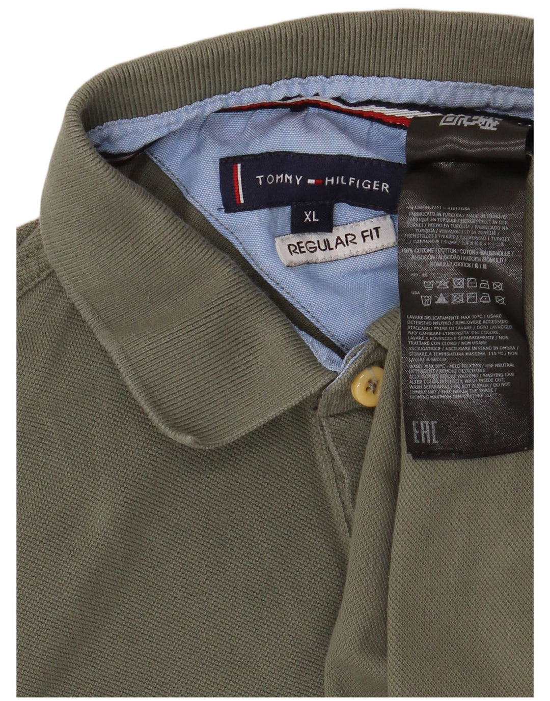 Tricou polo TOMMY HILFIGER pentru bărbați, XL, bumbac kaki