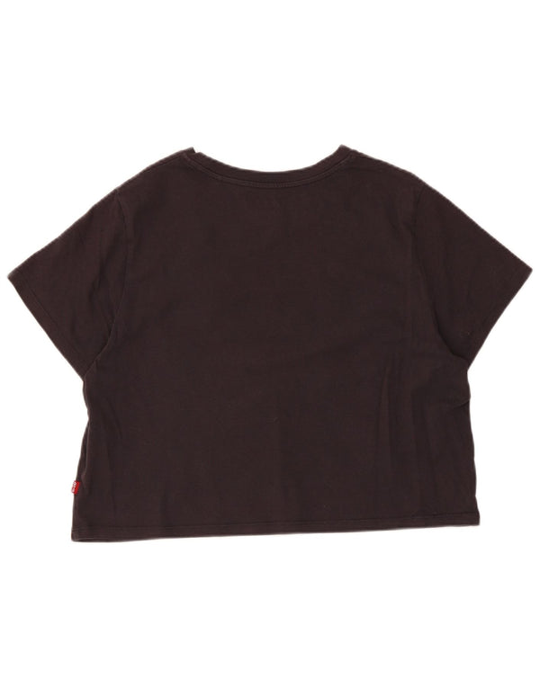 Tricou cu grafic crop Levi's pentru femei Top UK 14, mare, negru, bumbac