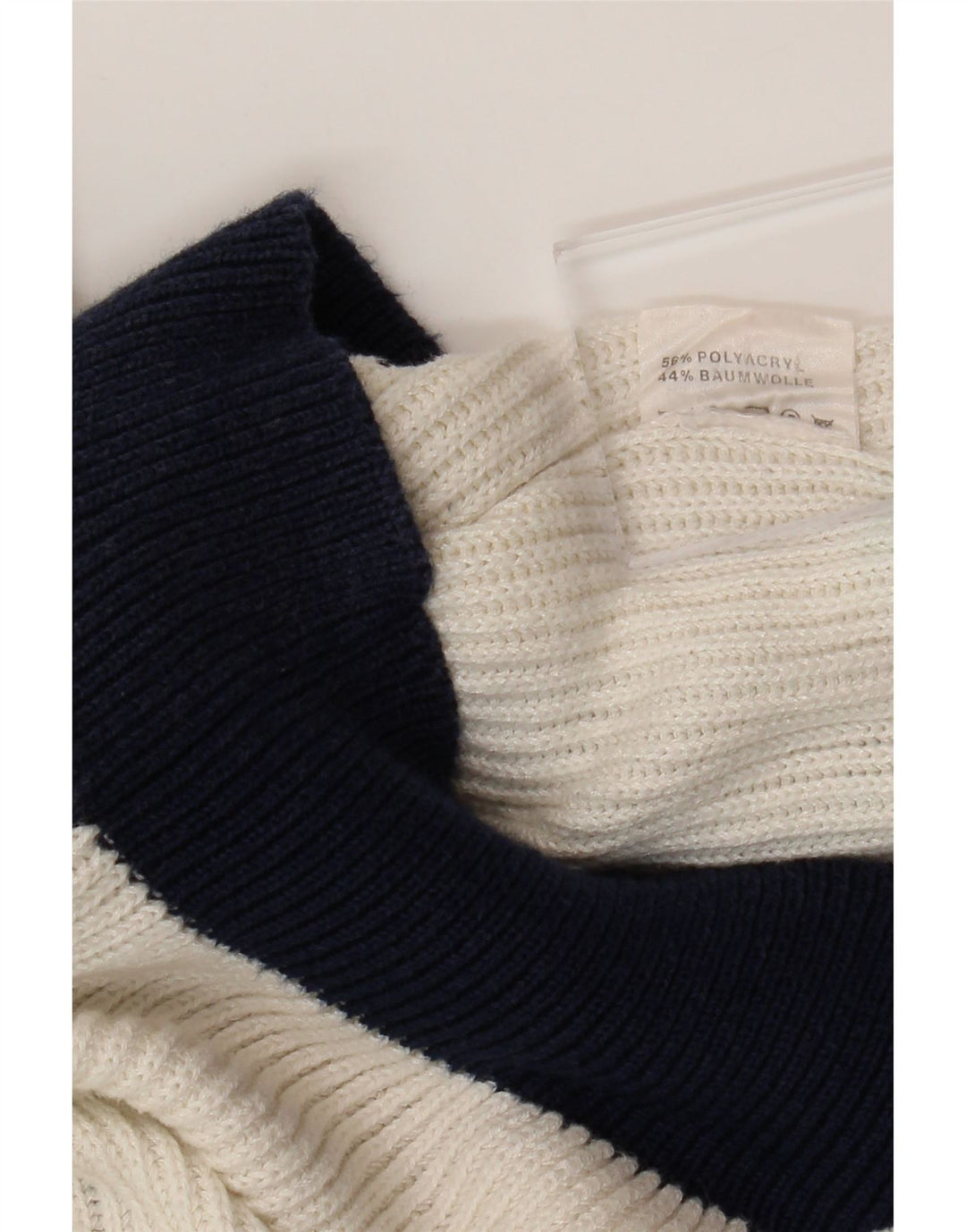 VINTAGE Pulover cu decolteu în V pentru femei UK 16, mare, alb, color block