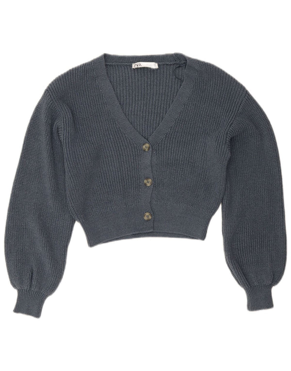 Pulover cardigan pentru femei Zara UK 10 mic Bumbac bleumarin