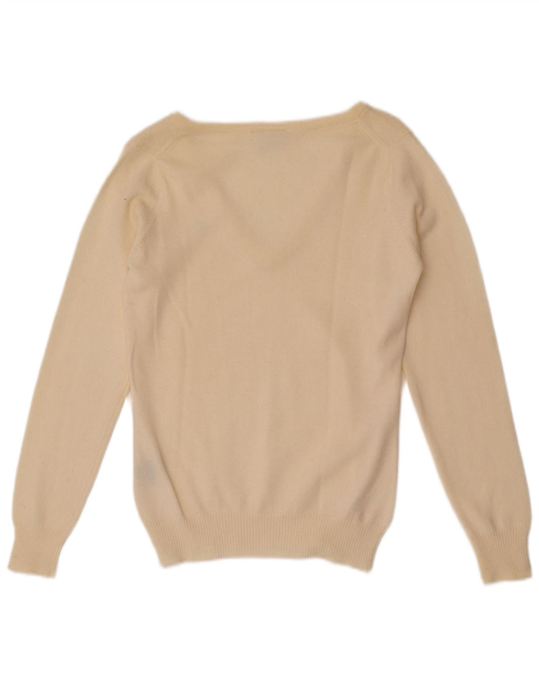 Pulover pentru femei Lacoste cu decolteu în V, mărime 38, lână albă, medie