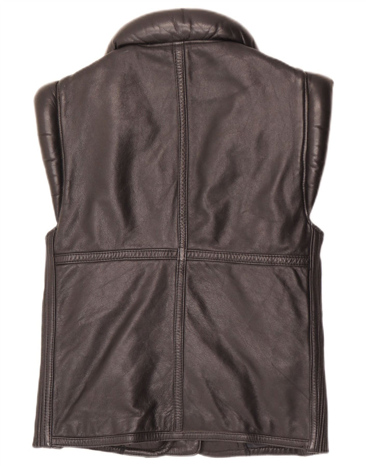 Gilet din piele vintage pentru bărbați UK 38 Medium Black Leather