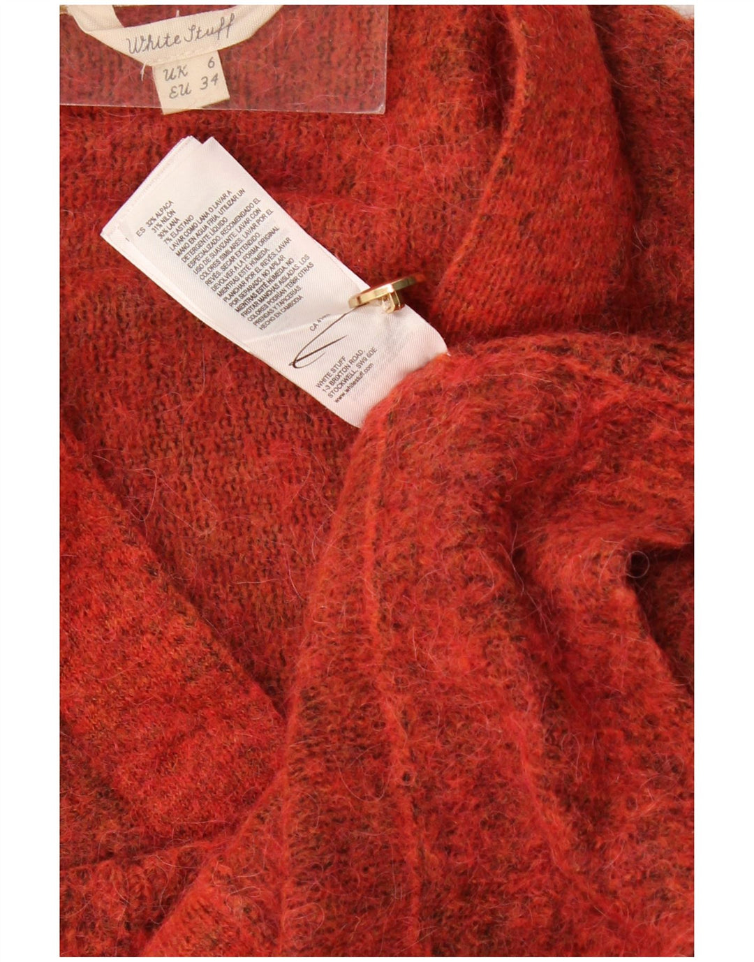 White Stuff Pulover cardigan supradimensionat pentru femei UK 6 XS Red Flecked