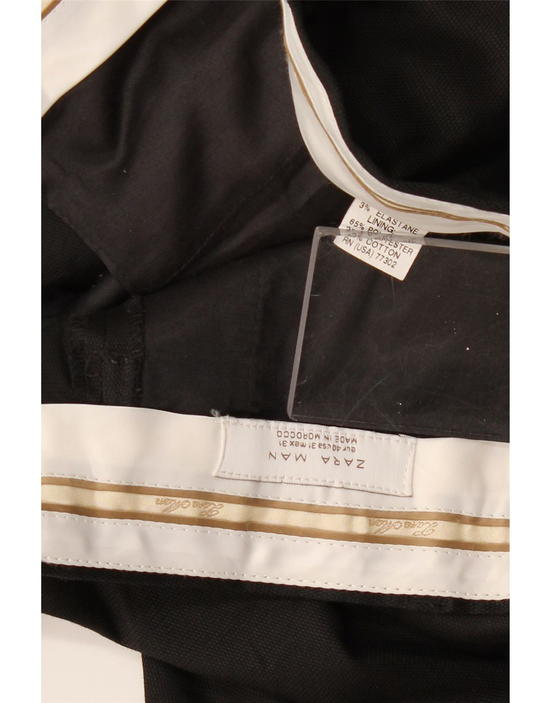 Pantaloni chino drepți pentru bărbați ZARA EU 40 Mediu L31 L28 Poliester negru