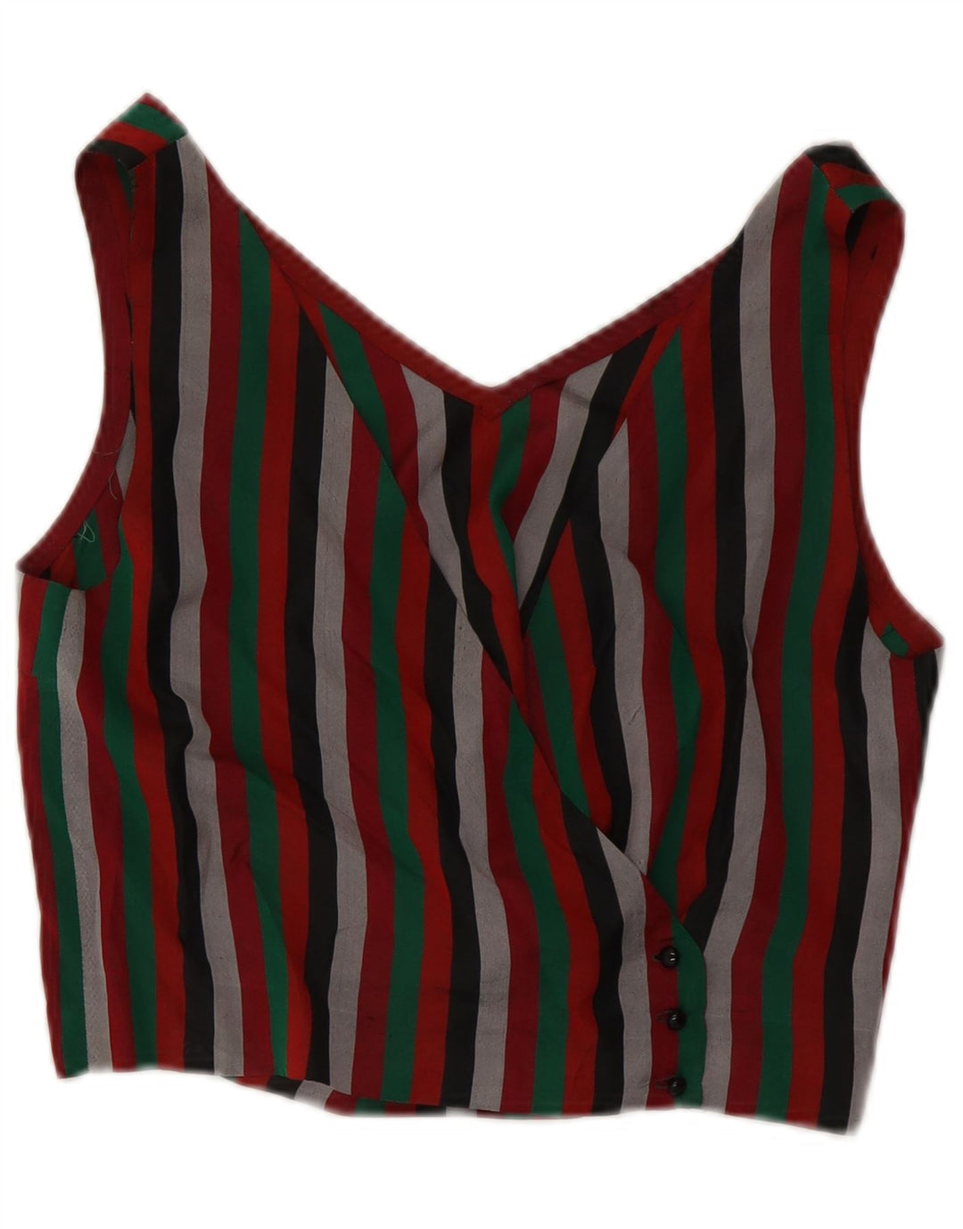 Bluză pentru femei VINTAGE cămașă crop UK 12 Medium, multicoloră, cu dungi