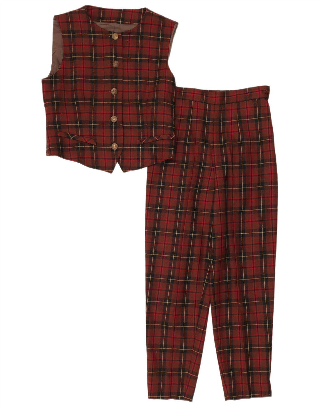 Set 2 piese Vintage pentru femei IT 42/44 Medium W26 L28 Red Check Wool