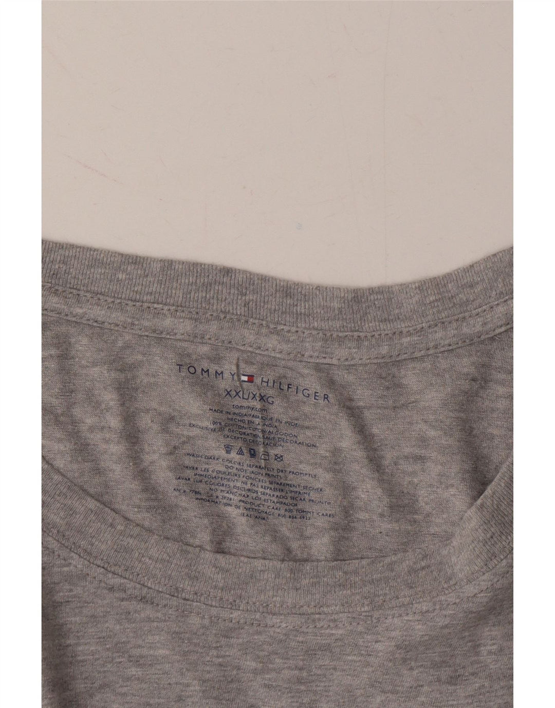 TOMMY HILFIGER Mens T-Shirt Top 2XL Grey Cotton Vintage Tommy Hilfiger and Second-Hand Tommy Hilfiger from Messina Hembry 